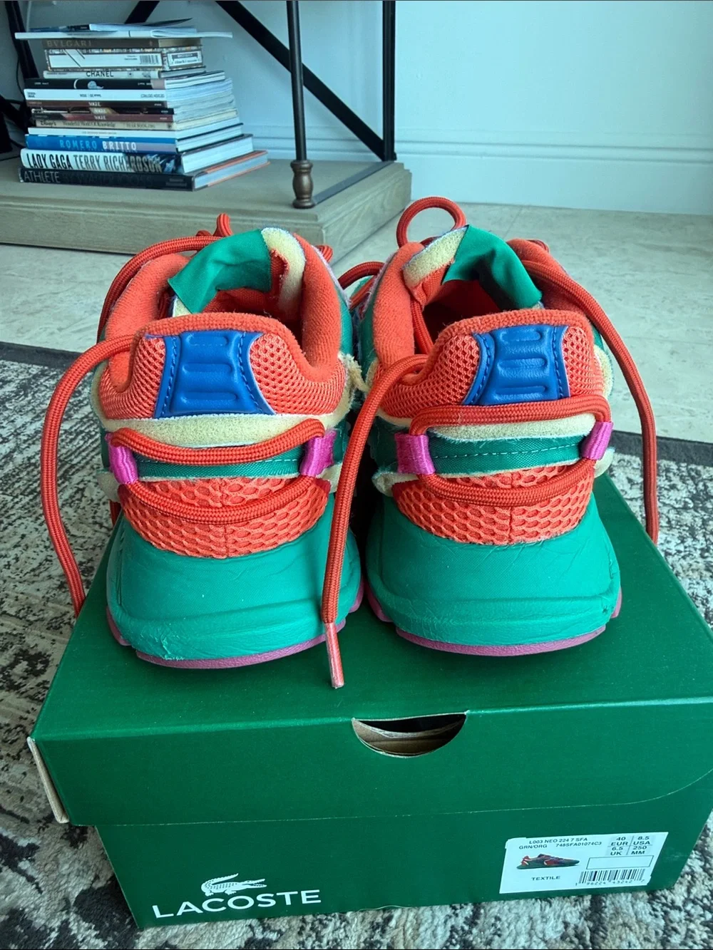 Lacoste size 8.5 L003 Neo 224 Vibrant Green/orange/Blue Sneakers